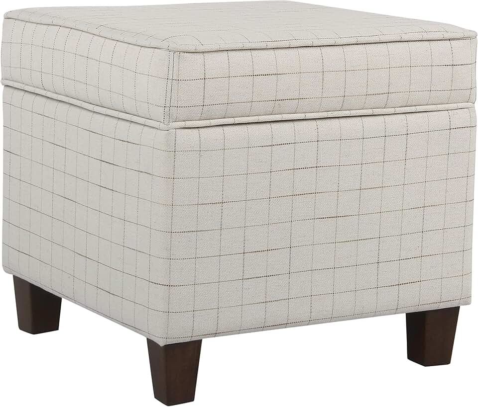Square Storage Ottoman with Lift-Off Lid for Living Room and Bedroom