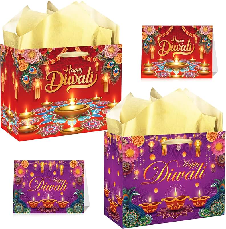 Set of 2 Diwali Gift Bags with Handles and Accessories