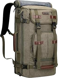 Vintage Green Canvas Travel and Laptop Backpack