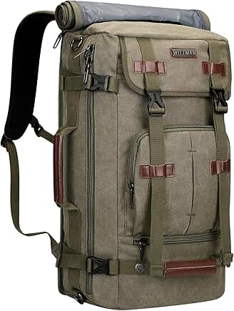Vintage Green Canvas Travel and Laptop Backpack