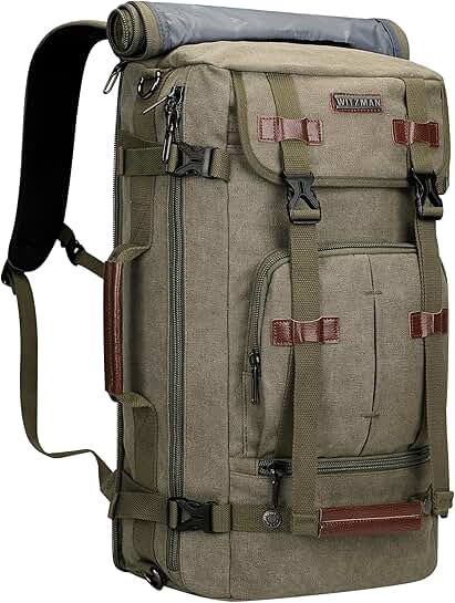 Vintage Green Canvas Travel and Laptop Backpack