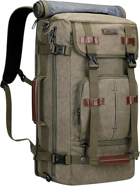 Vintage Green Canvas Travel and Laptop Backpack