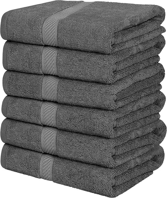 79405 Bath Towels, 25x50, Gray, 6 Pack