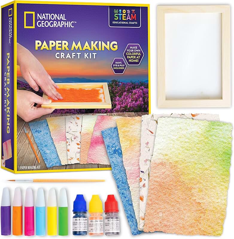Kids Paper Making Kit with Paints and Mold