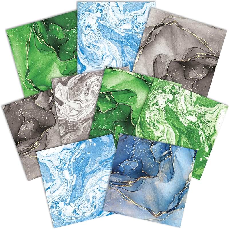 12x12 Decorative Double-Sided Paper Pack with Marble Swirls