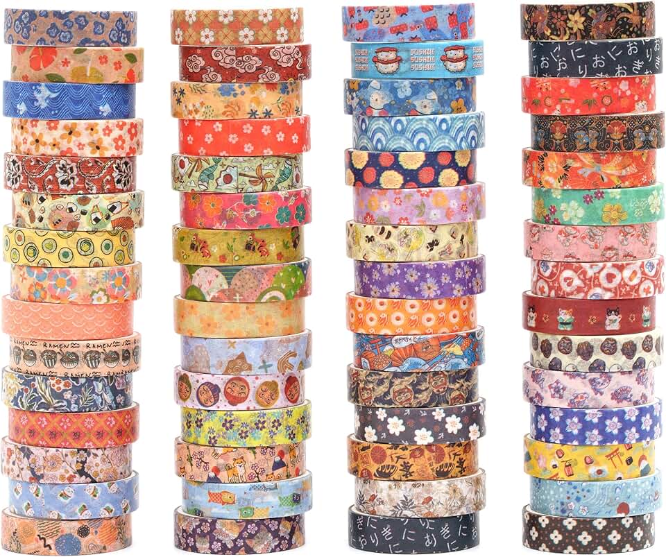 60 Rolls Decorative Washi Tape for Crafts and Journals