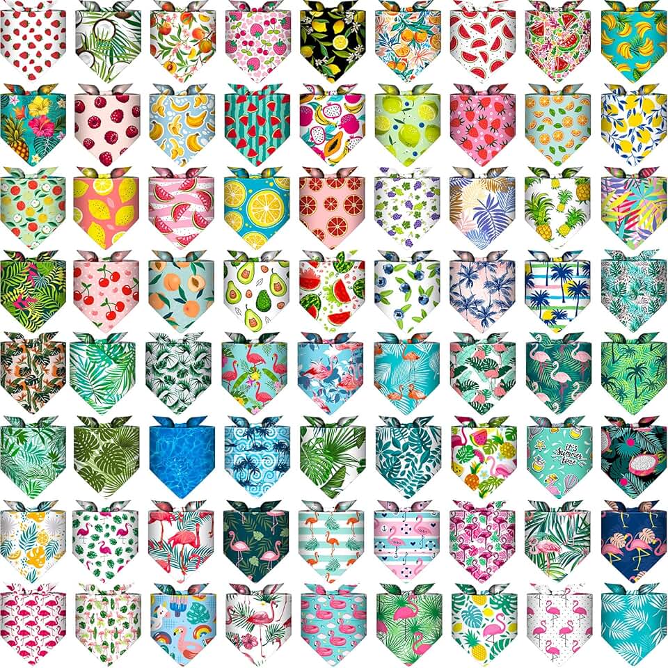 72 Pack Dog and Cat Bandanas for Summer