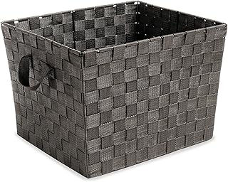 Large woven strap storage basket in espresso
