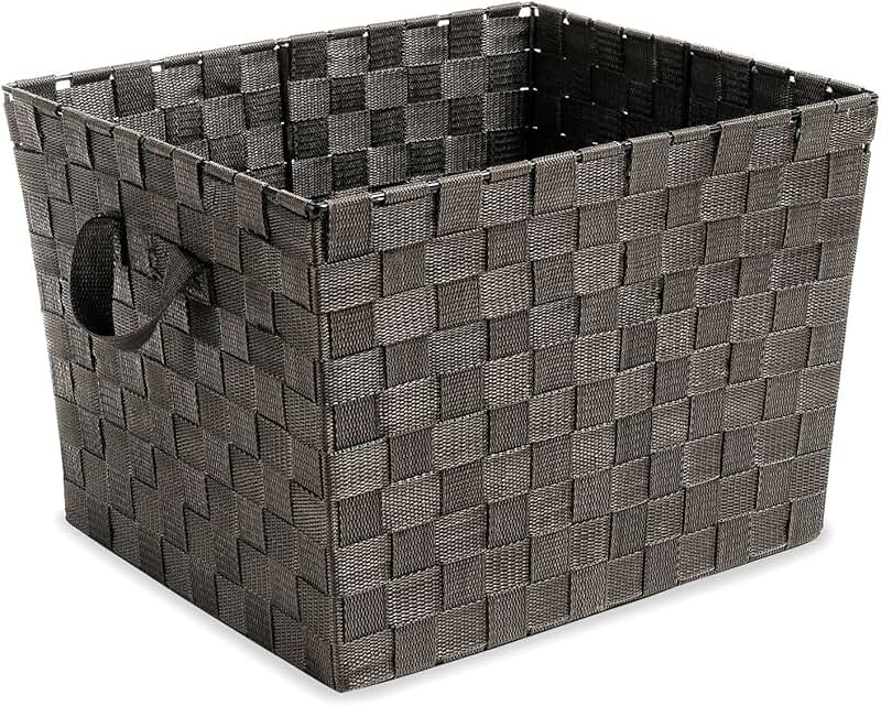 Large woven strap storage basket in espresso