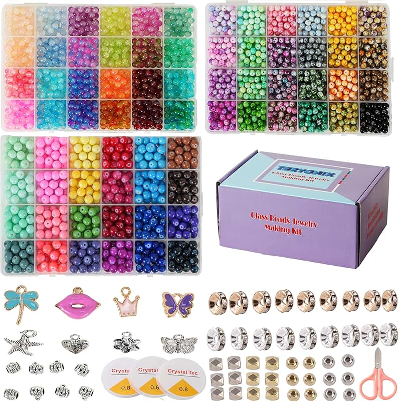 3000pcs 6mm Glass Beads DIY Craft Kit for Jewelry and Decor
