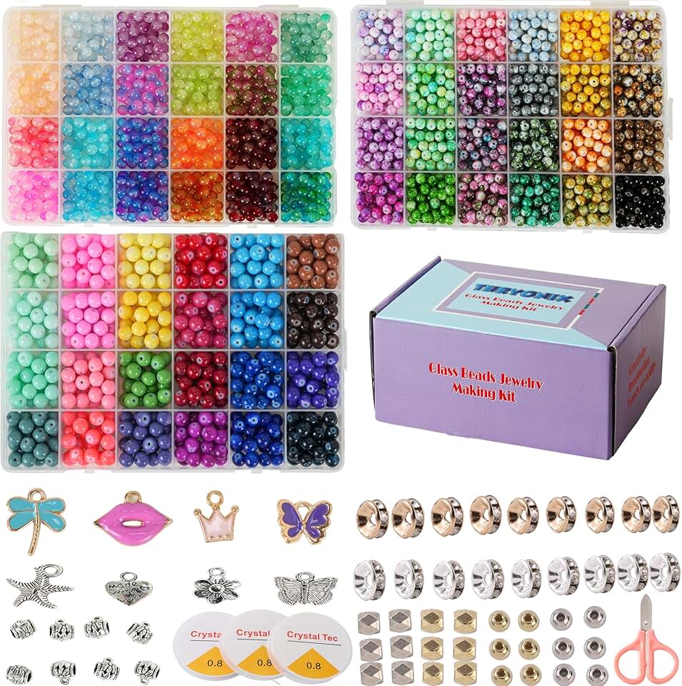 3000pcs 6mm Glass Beads DIY Craft Kit for Jewelry and Decor