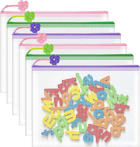 Six Mesh Zipper Pouches for A4 and Letter Size Storage