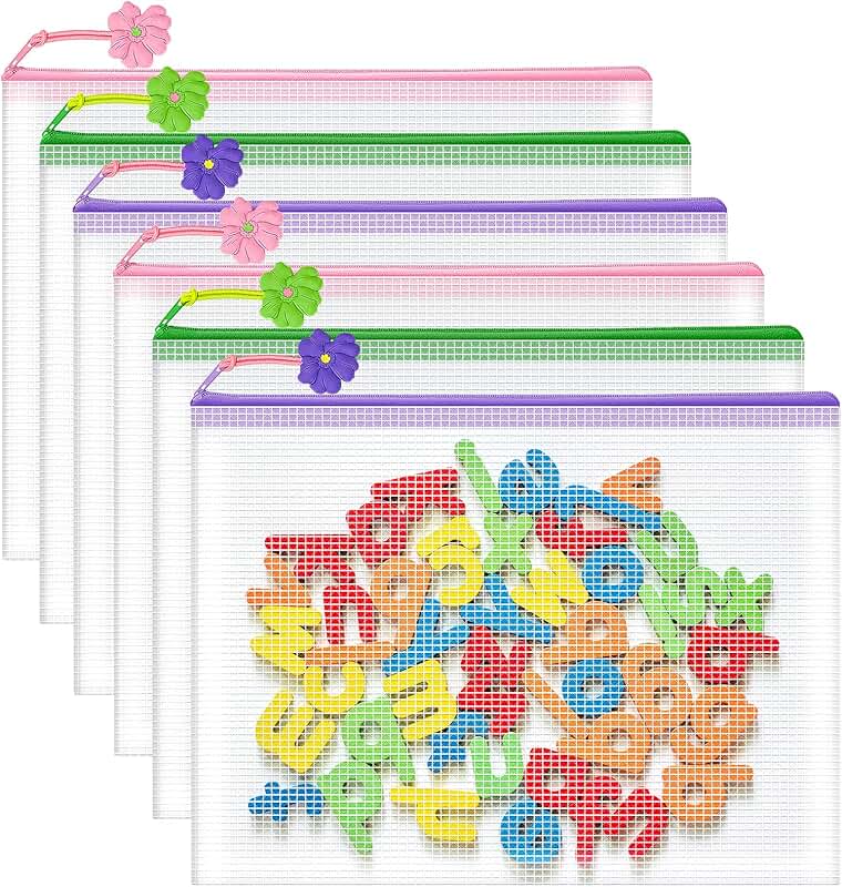 Six Mesh Zipper Pouches for A4 and Letter Size Storage