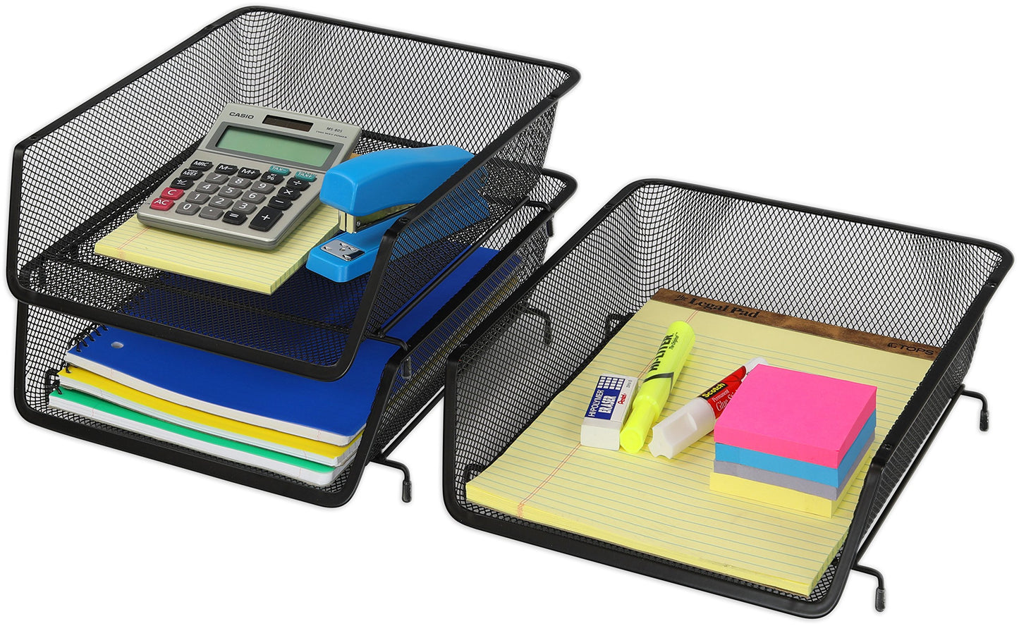 Stackable Desk File Organizer, 3 Pack, Black