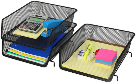 Stackable Desk File Organizer, 3 Pack, Black