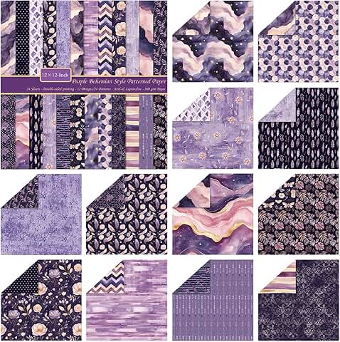 12x12 Bohemian Style Double-Sided Scrapbook Paper Set