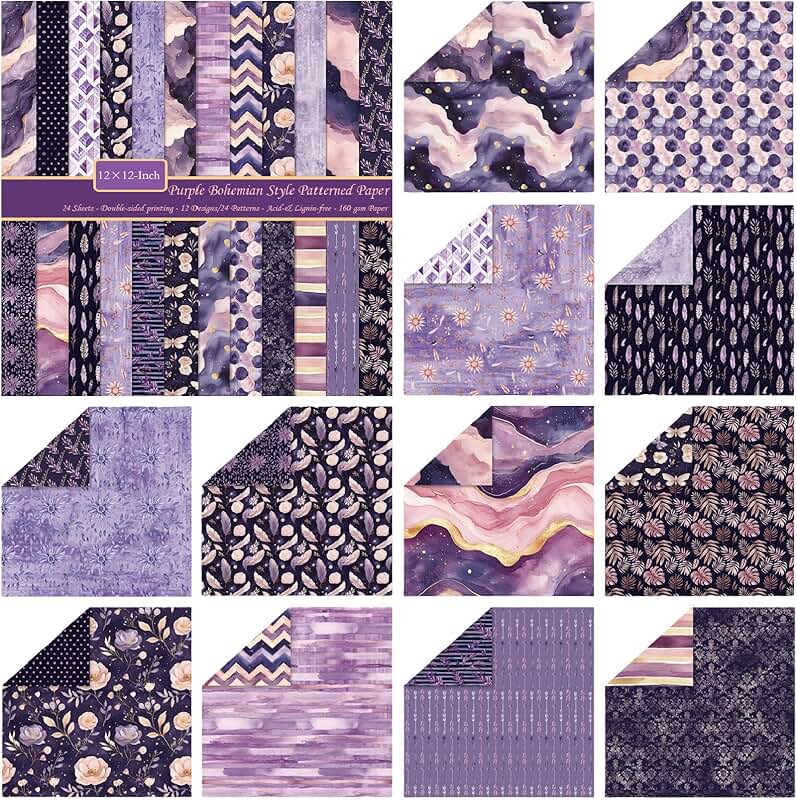 12x12 Bohemian Style Double-Sided Scrapbook Paper Set