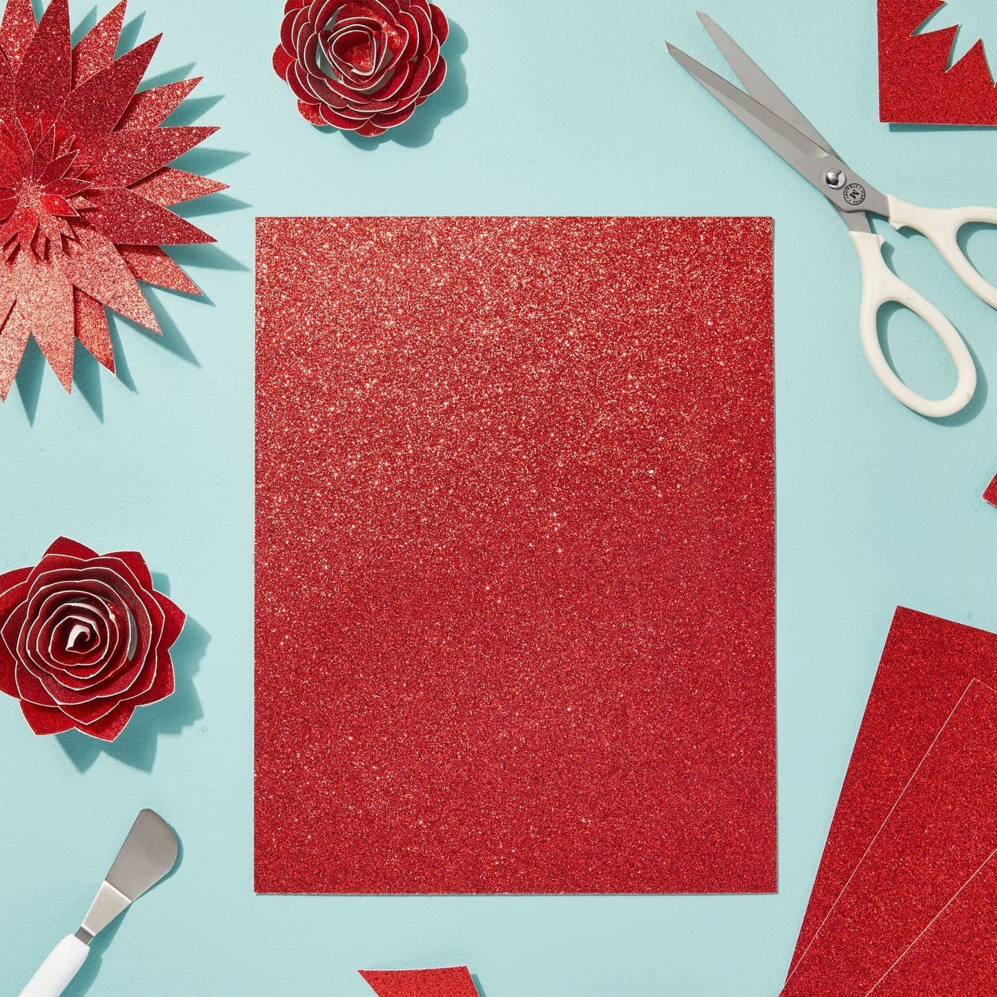 Red Glitter Cardstock Paper 8.5 x 11, 24 Sheets