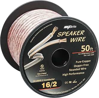 50 ft. 16 Gauge Pure Copper Speaker Wire