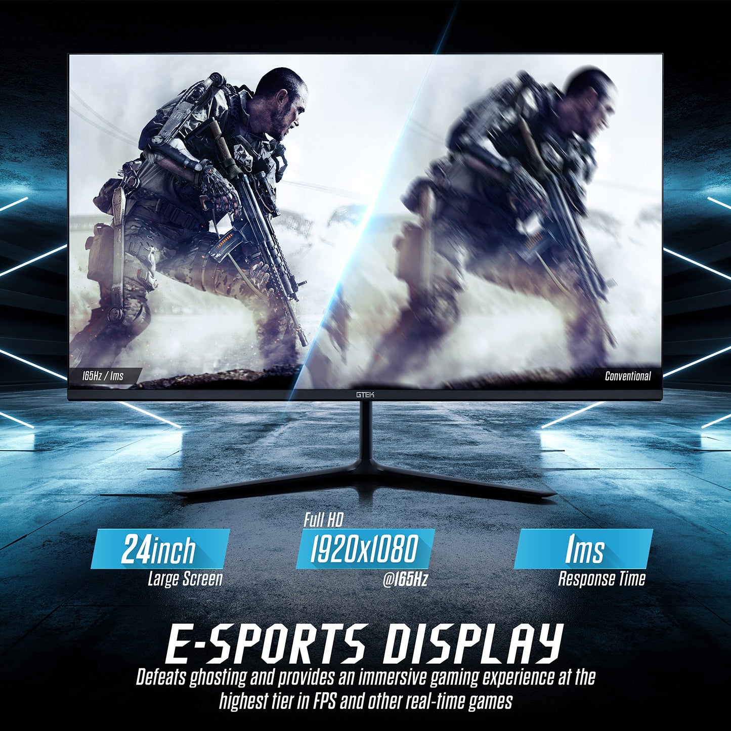 165Hz Gaming Monitor IPS, 24 Inch Frameless Display Full HD 1920 x 1080P, IPS Technology 1ms, Supports 144Hz HDR, FreeSync, DisplayPort/HDMI, VESA - F2465P