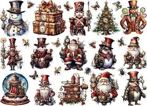 Steampunk Christmas Rice Paper 11x16.5 inches