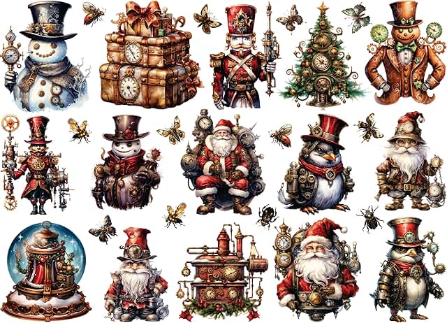 Steampunk Christmas Rice Paper 11x16.5 inches