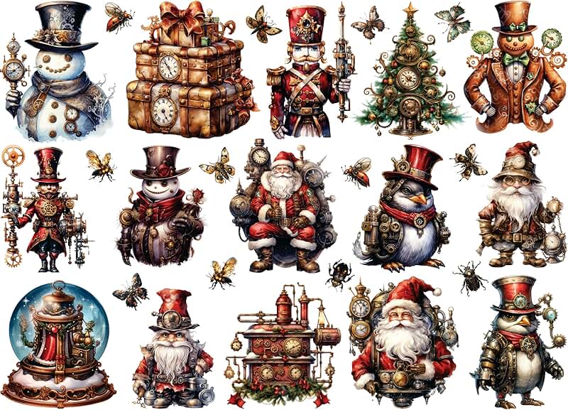 Steampunk Christmas Rice Paper 11x16.5 inches