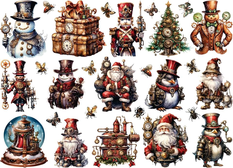 Steampunk Christmas Rice Paper 11x16.5 inches