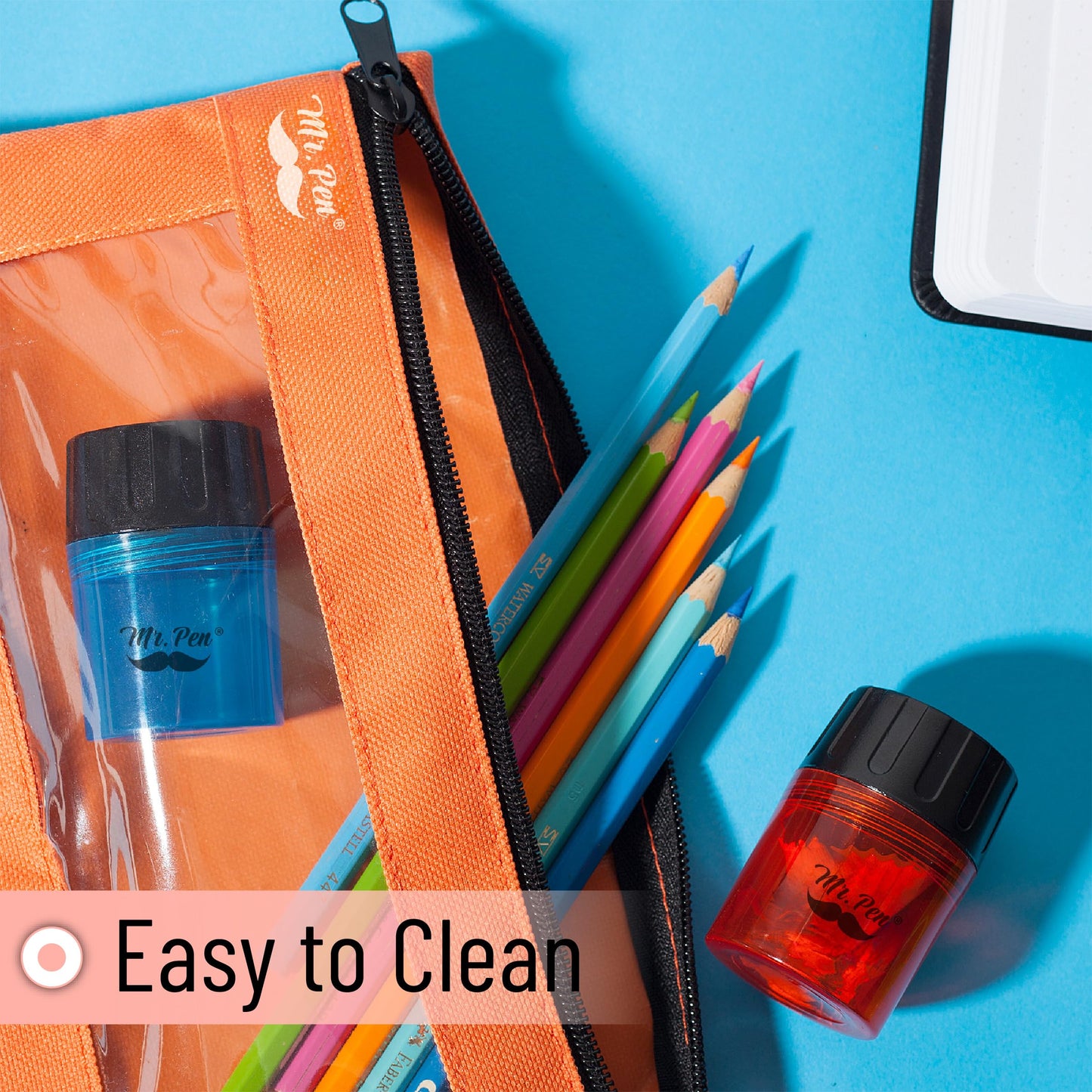 Set of 6 Handheld Manual Pencil Sharpeners with 2 Holes