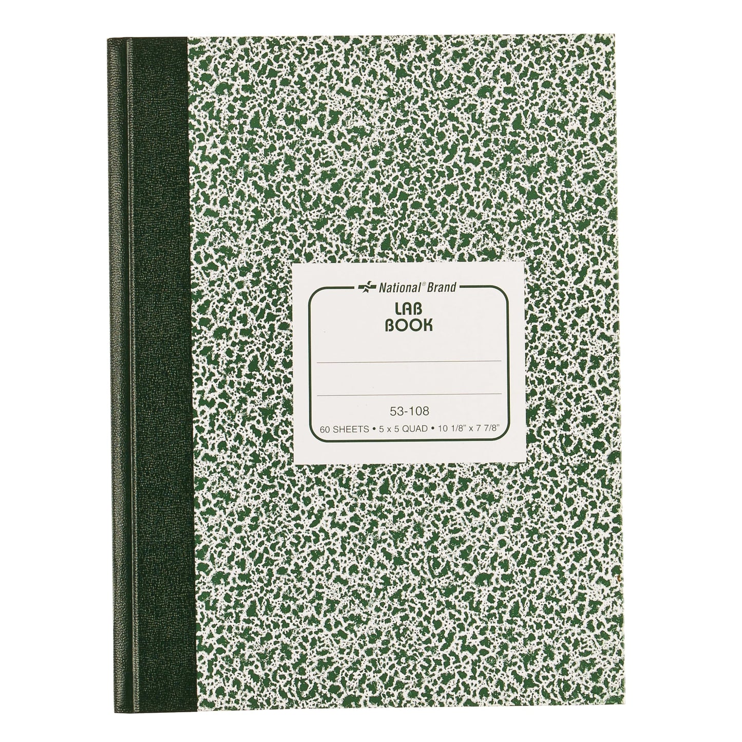 Green marble lab book, 5x5 quad, 60 sheets