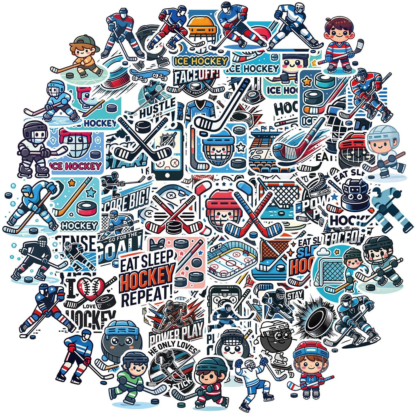 100 Waterproof Hockey Stickers for Water Bottles and More