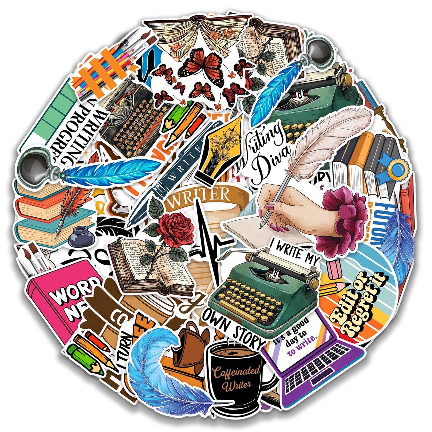 50 Waterproof Writer Stickers for Kids and Teens