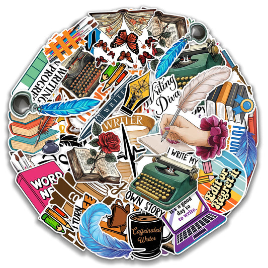 50 Waterproof Writer Stickers for Kids and Teens