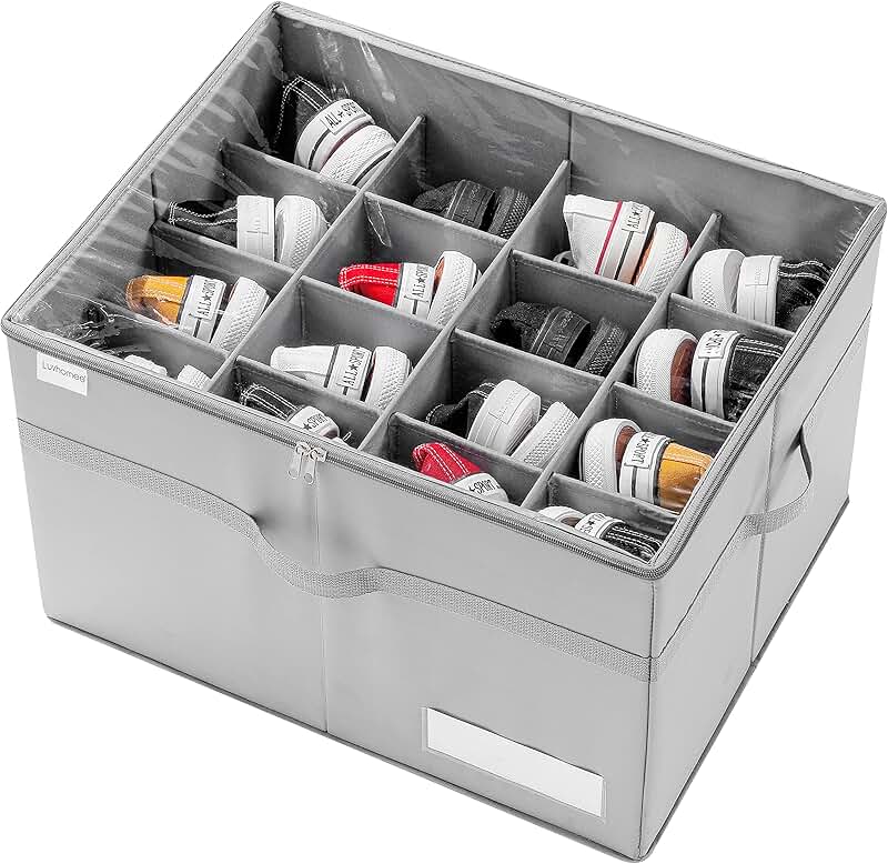 Large Clear Foldable Shoe Organizer for 16 Pairs