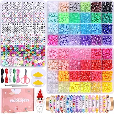 3000 Pony Beads Kit with 48 Colors and 3 Boxes