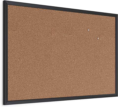 Black Wood Frame Cork Bulletin Board 24x36