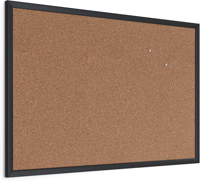Black Wood Frame Cork Bulletin Board 24x36