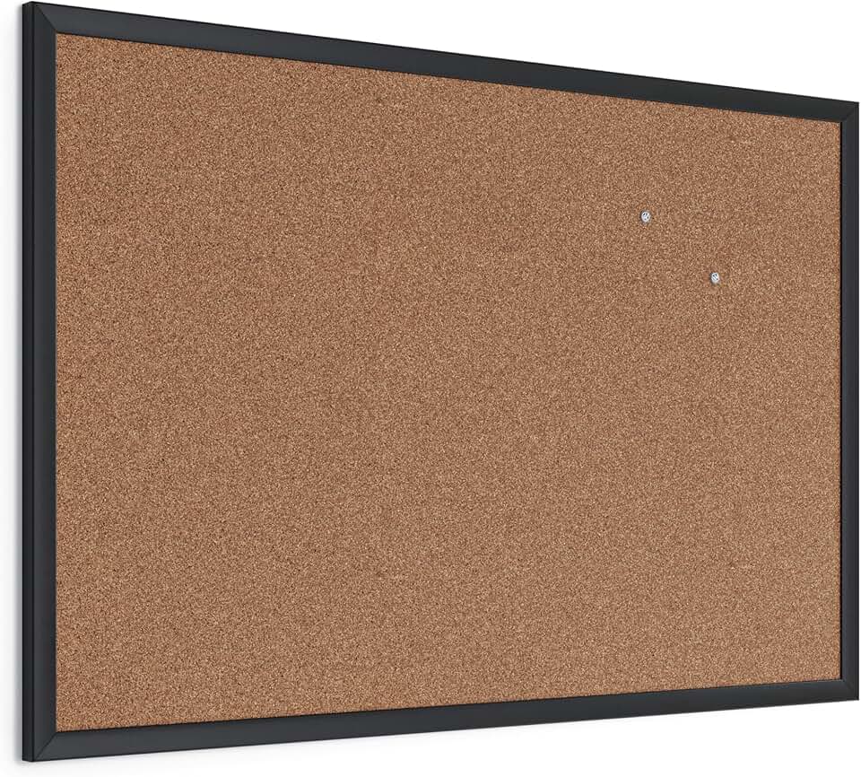 Black Wood Frame Cork Bulletin Board 24x36