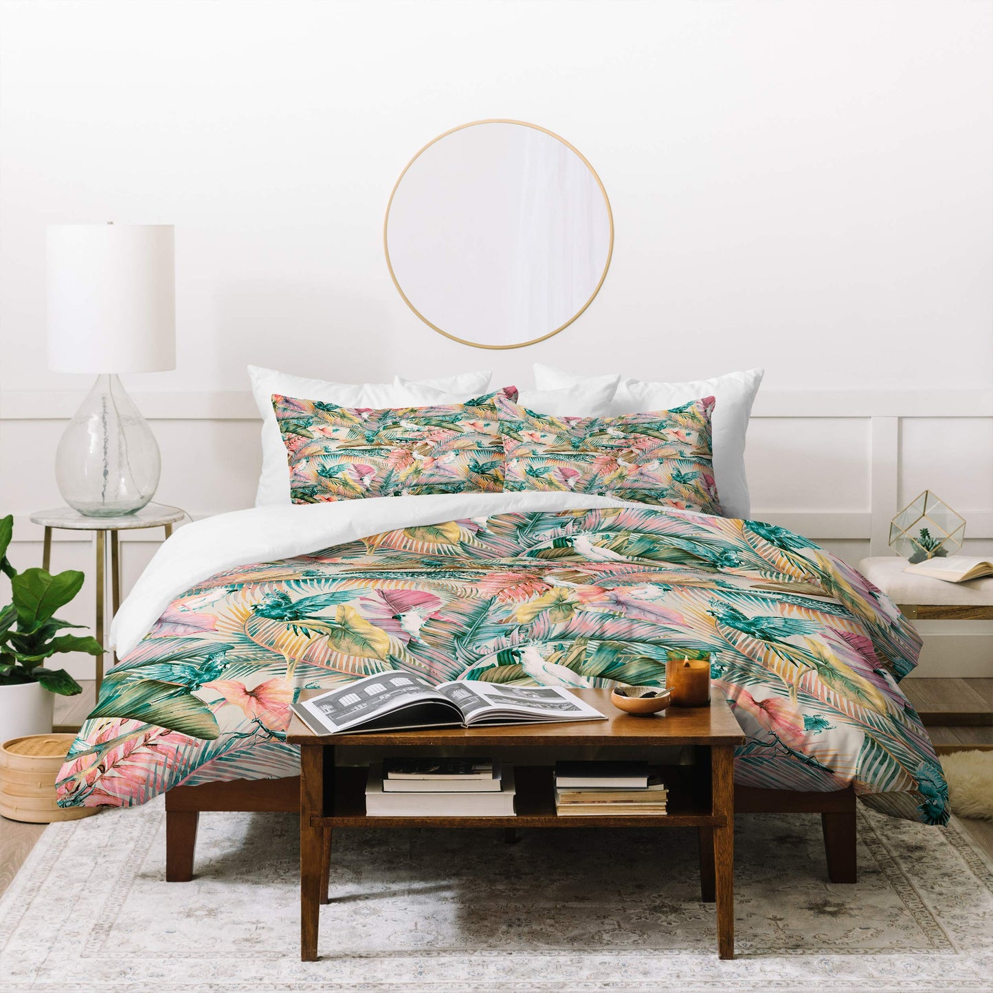 Marta Barragan Camarasa Pink Sunset in The Jungle Duvet Set with Pillow Sham, Twin, Multi