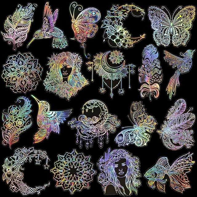 80 Large Holographic Glitter Stickers for Crafts and Journals