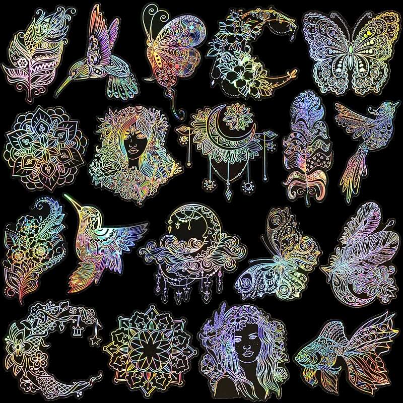 80 Large Holographic Glitter Stickers for Crafts and Journals