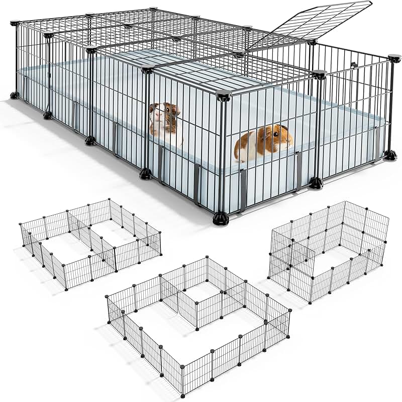 Guinea Pig Cage with Floor Mat and Top Cover