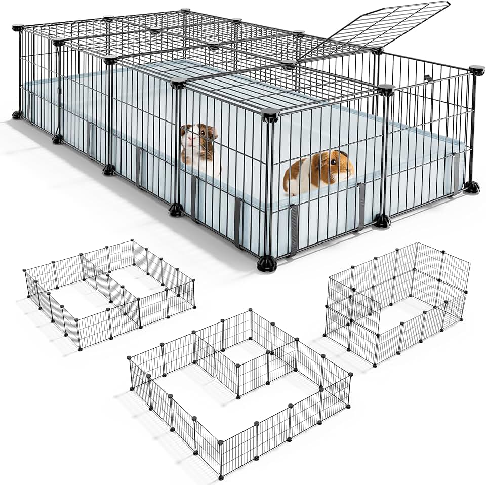 Guinea Pig Cage with Floor Mat and Top Cover