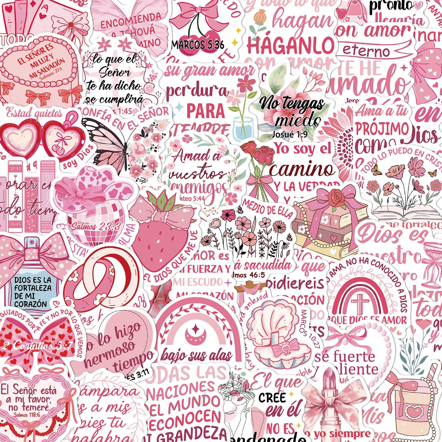 Pink Inspirational Christian Bible Verse Stickers, 50 Pieces