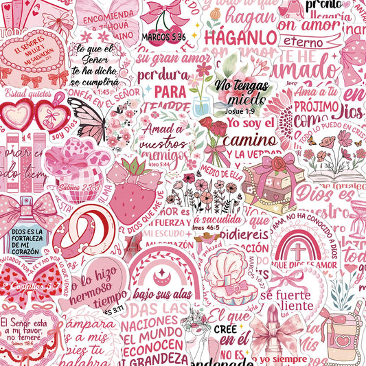 Pink Inspirational Christian Bible Verse Stickers, 50 Pieces