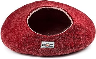 Red Wool Pet Cave Bed for Cats and Small Dogs