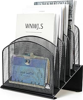Inclined 5-Section Metal Desk File Organizer