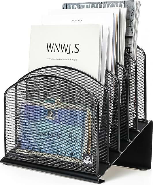 Inclined 5-Section Metal Desk File Organizer