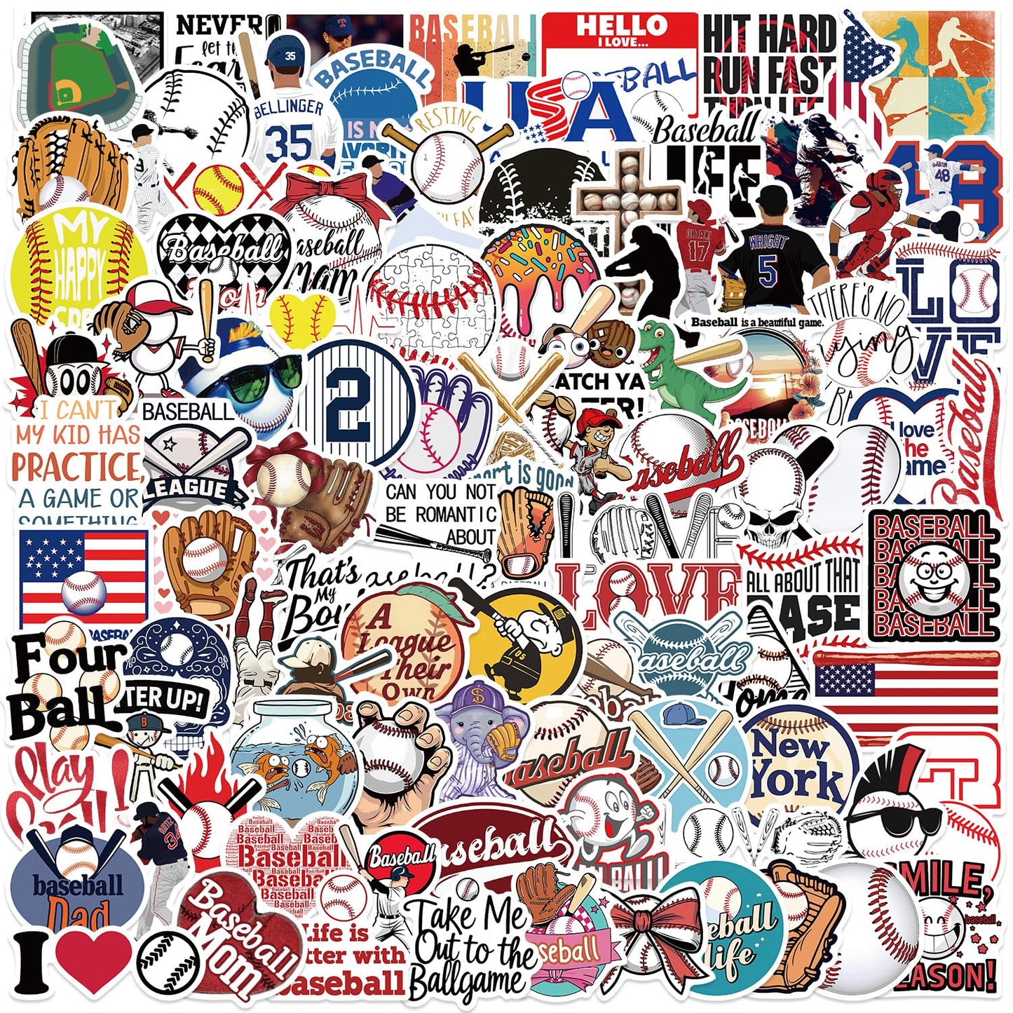 100 Funny Baseball Stickers for Kids and Crafts