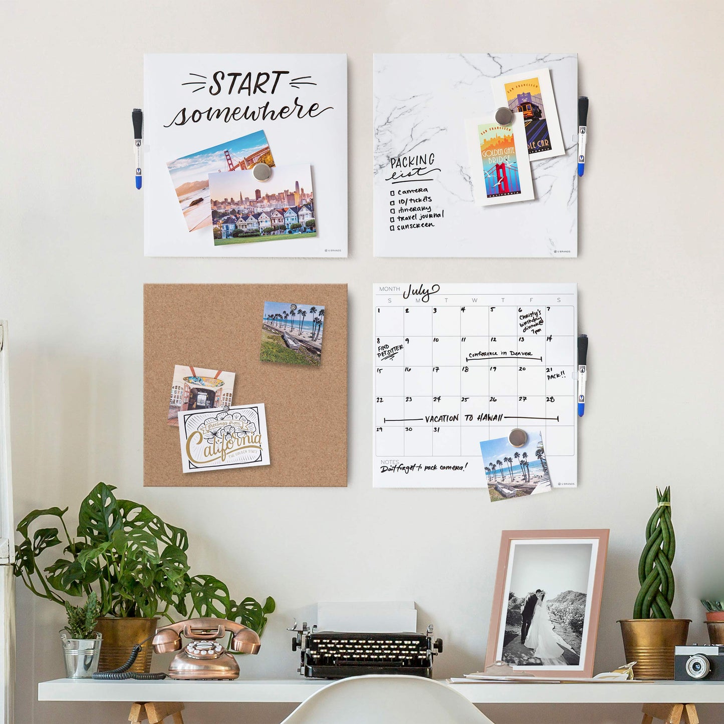 14-Inch Square Cork Bulletin Board